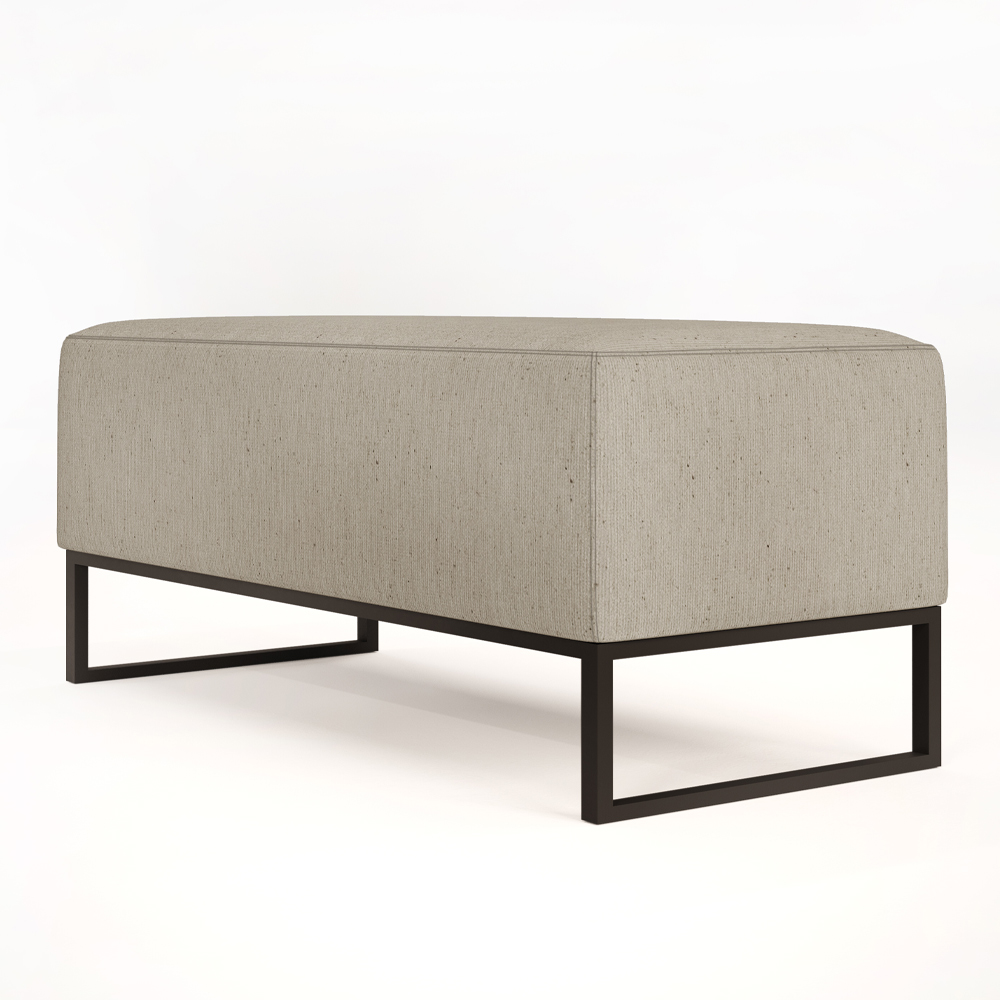 Kit 02 Puffs Decorativo Para Sala de Estar Cléo W01 Base de Ferro 90 cm Linho Bege - Lyam Decor