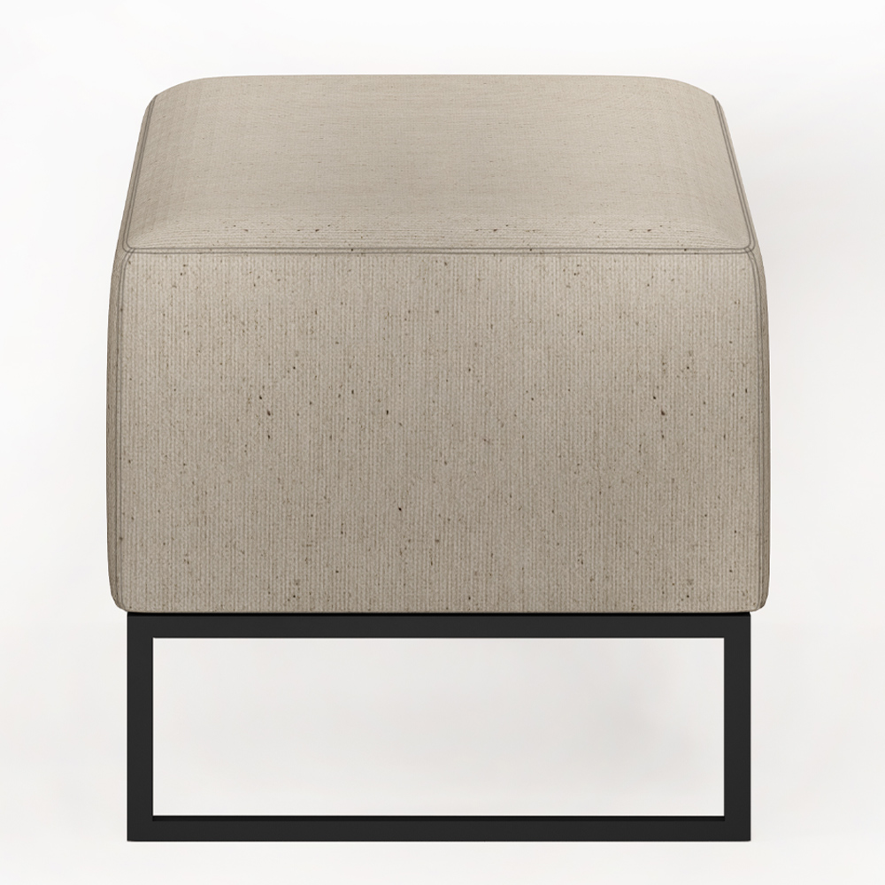 Kit 02 Puffs Decorativo Para Sala de Estar Cléo W01 Base de Ferro 90 cm Linho Bege - Lyam Decor