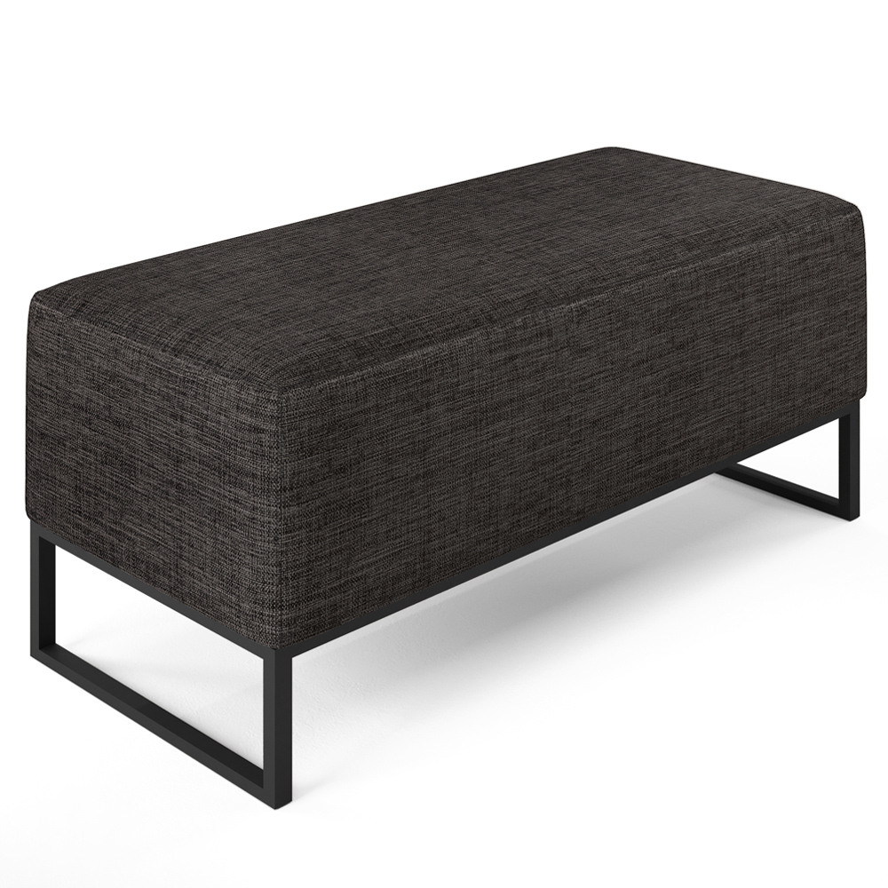Kit 02 Puffs Decorativo Para Sala de Estar Cléo W01 Base de Ferro 90 cm Linho Chumbo - Lyam Decor