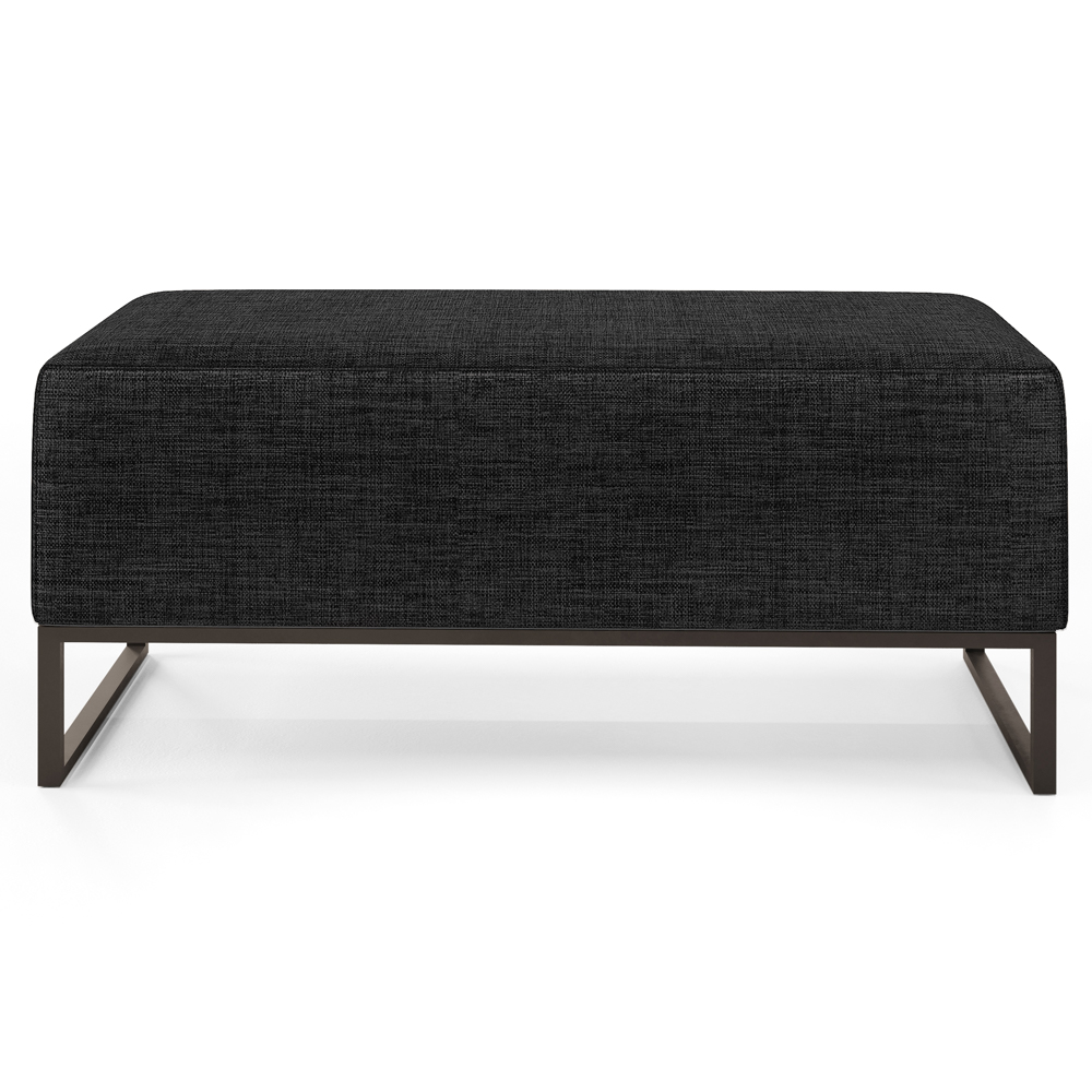 Kit 02 Puffs Decorativo Para Sala de Estar Cléo W01 Base de Ferro 90 cm Linho Chumbo - Lyam Decor