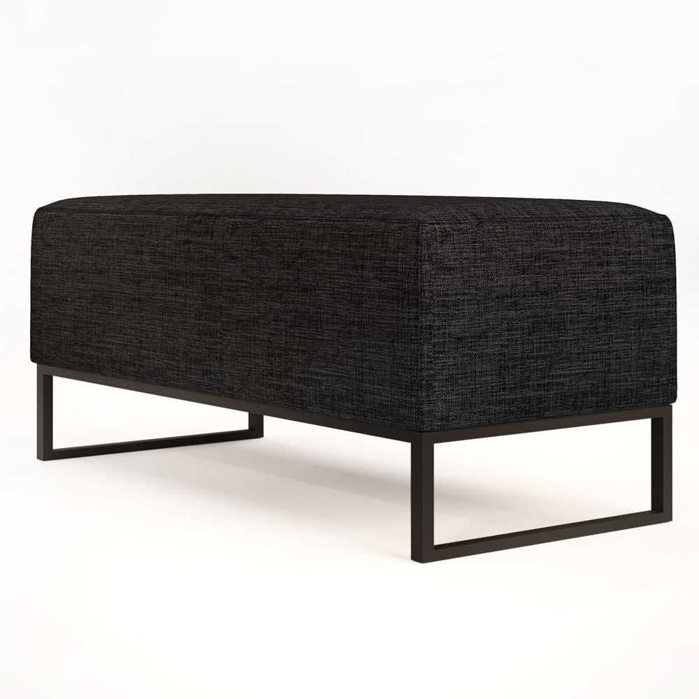 Kit 02 Puffs Decorativo Para Sala de Estar Cléo W01 Base de Ferro 90 cm Linho Chumbo - Lyam Decor