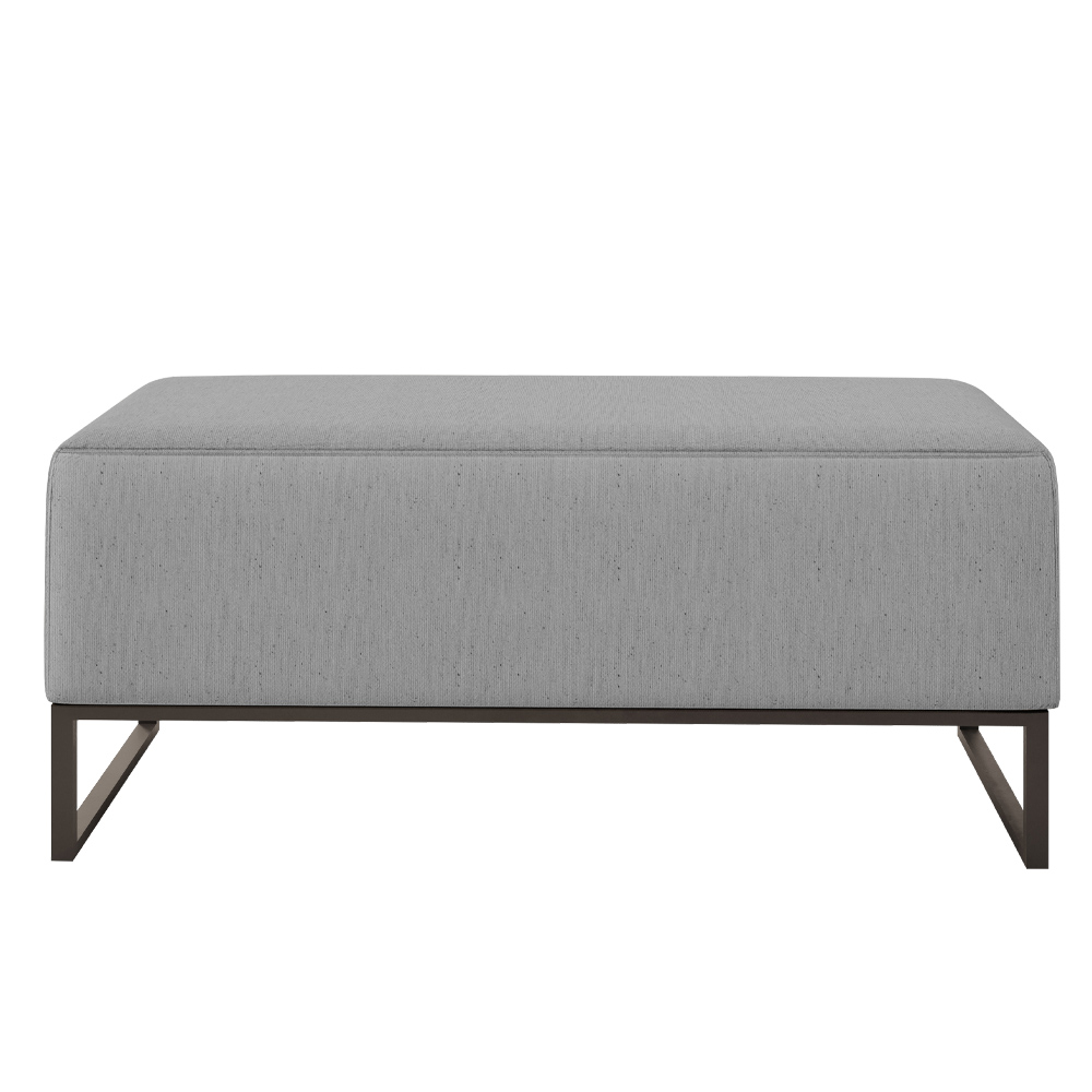 Kit 02 Puffs Decorativo Para Sala de Estar Cléo W01 Base de Ferro 90 cm Linho Cinza - Lyam Decor