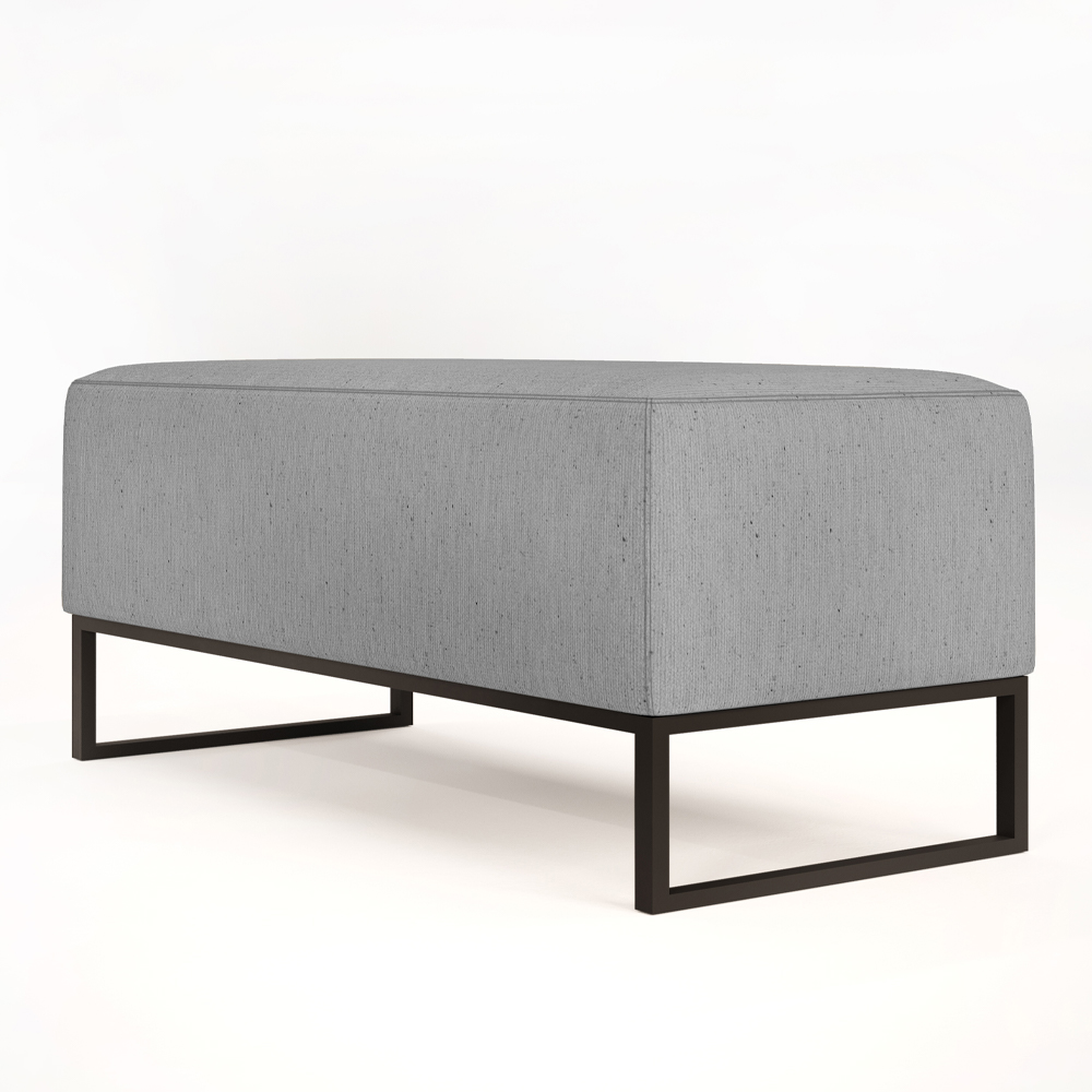 Kit 02 Puffs Decorativo Para Sala de Estar Cléo W01 Base de Ferro 90 cm Linho Cinza - Lyam Decor