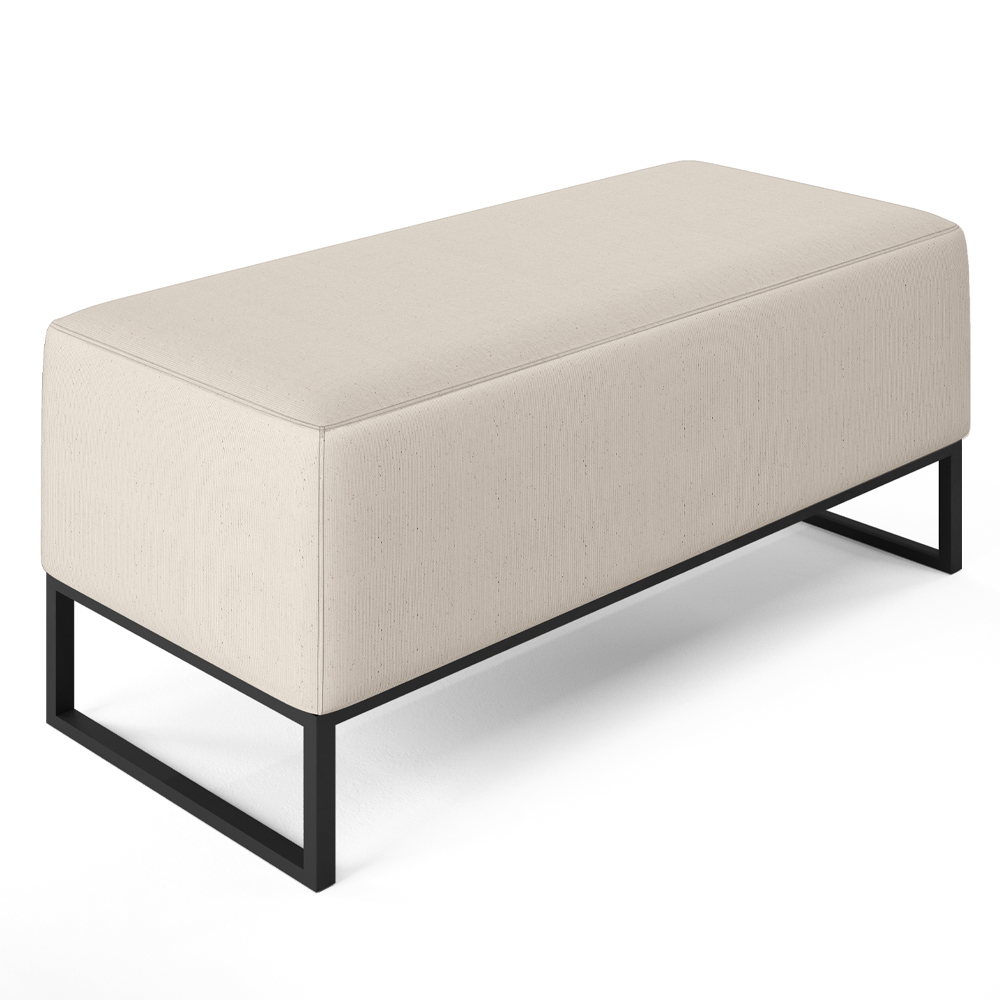 Kit 02 Puffs Decorativo Para Sala de Estar Cléo W01 Base de Ferro 90 cm Linho Cru - Lyam Decor