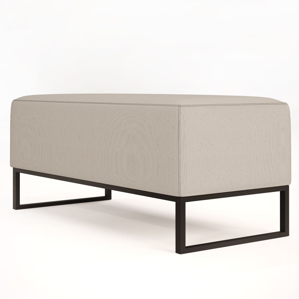 Kit 02 Puffs Decorativo Para Sala de Estar Cléo W01 Base de Ferro 90 cm Linho Cru - Lyam Decor