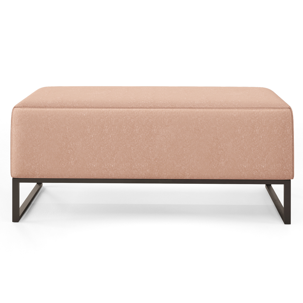 Kit 02 Puffs Decorativo Para Sala de Estar Cléo W01 Base de Ferro 90 cm Linho Rosê - Lyam Decor