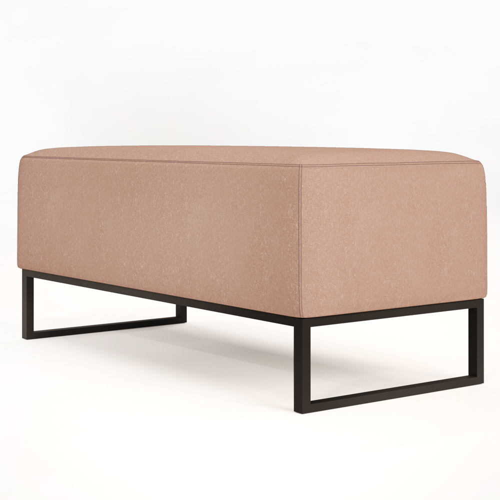 Kit 02 Puffs Decorativo Para Sala de Estar Cléo W01 Base de Ferro 90 cm Linho Rosê - Lyam Decor