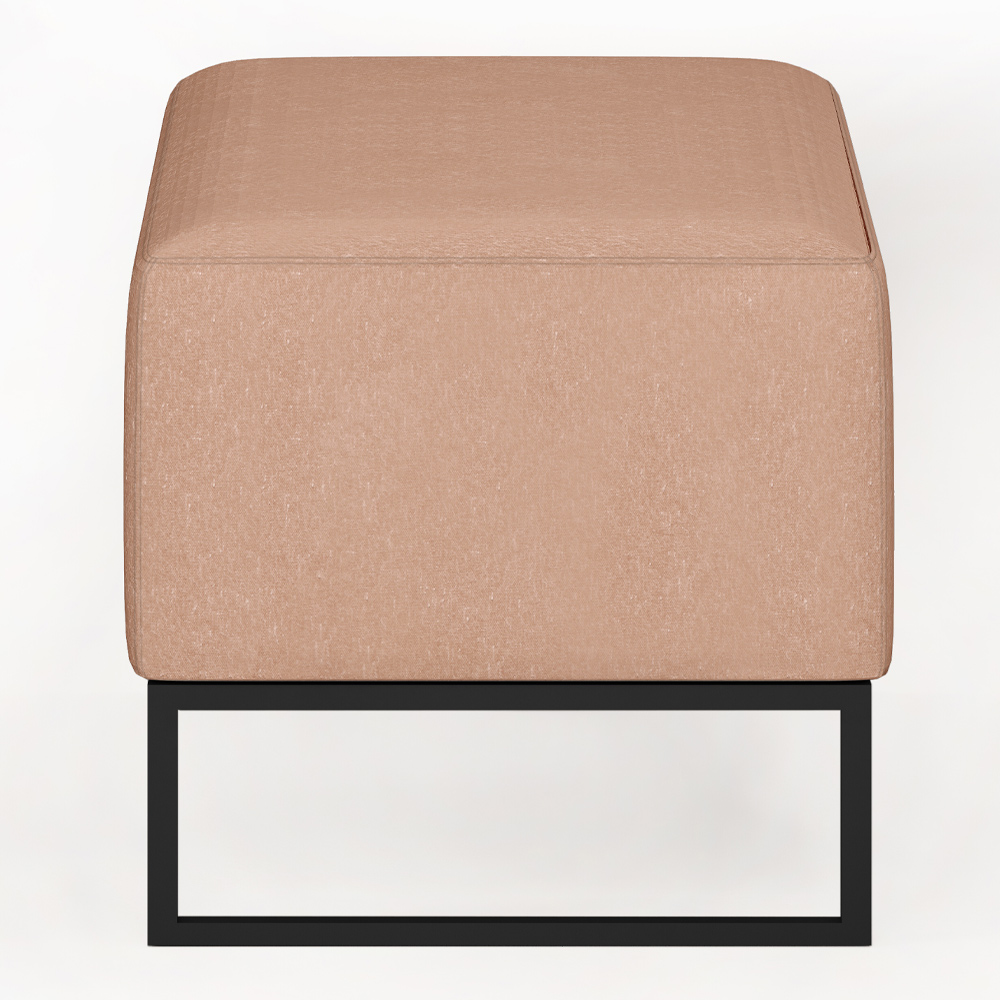 Kit 02 Puffs Decorativo Para Sala de Estar Cléo W01 Base de Ferro 90 cm Linho Rosê - Lyam Decor