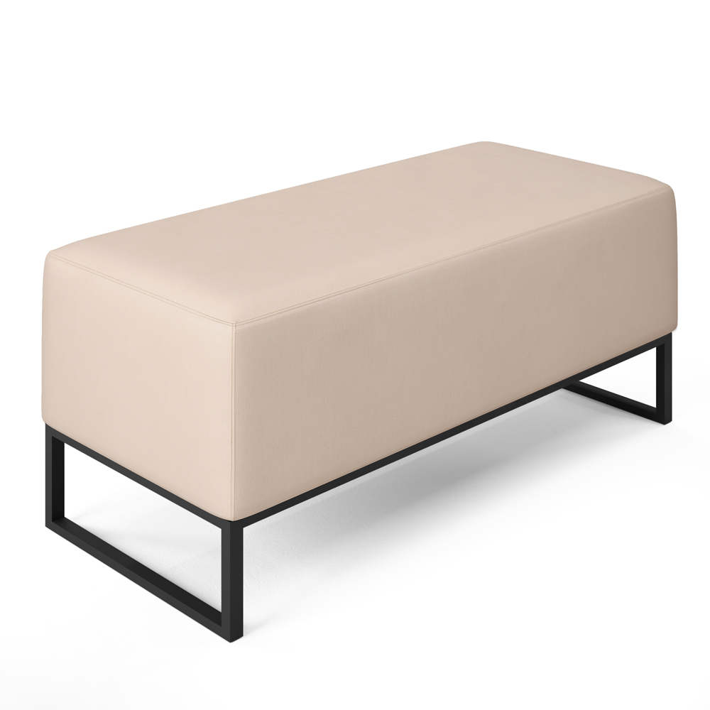 Kit 02 Puffs Decorativo Para Sala de Estar Cléo W01 Base de Ferro 90 cm Suede Bege - Lyam Decor