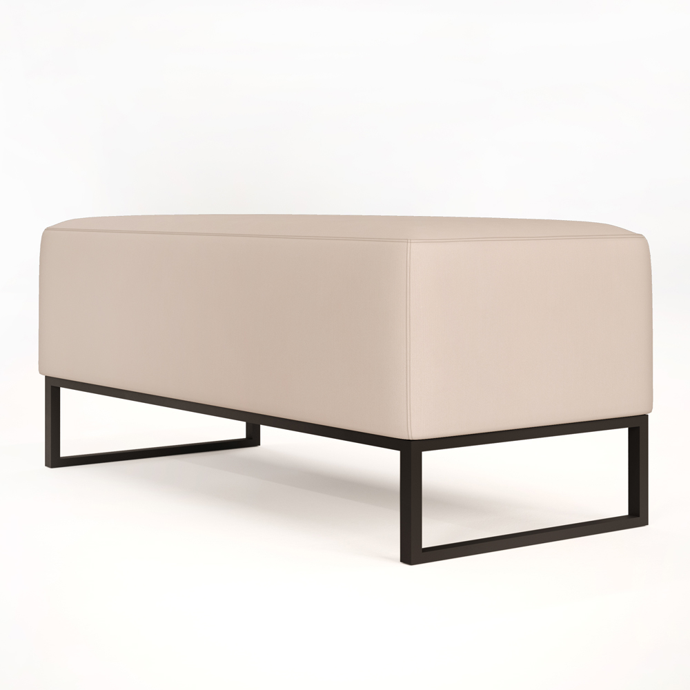 Kit 02 Puffs Decorativo Para Sala de Estar Cléo W01 Base de Ferro 90 cm Suede Bege - Lyam Decor