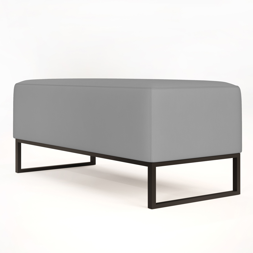 Kit 02 Puffs Decorativo Para Sala de Estar Cléo W01 Base de Ferro 90 cm Suede Cinza - Lyam Decor