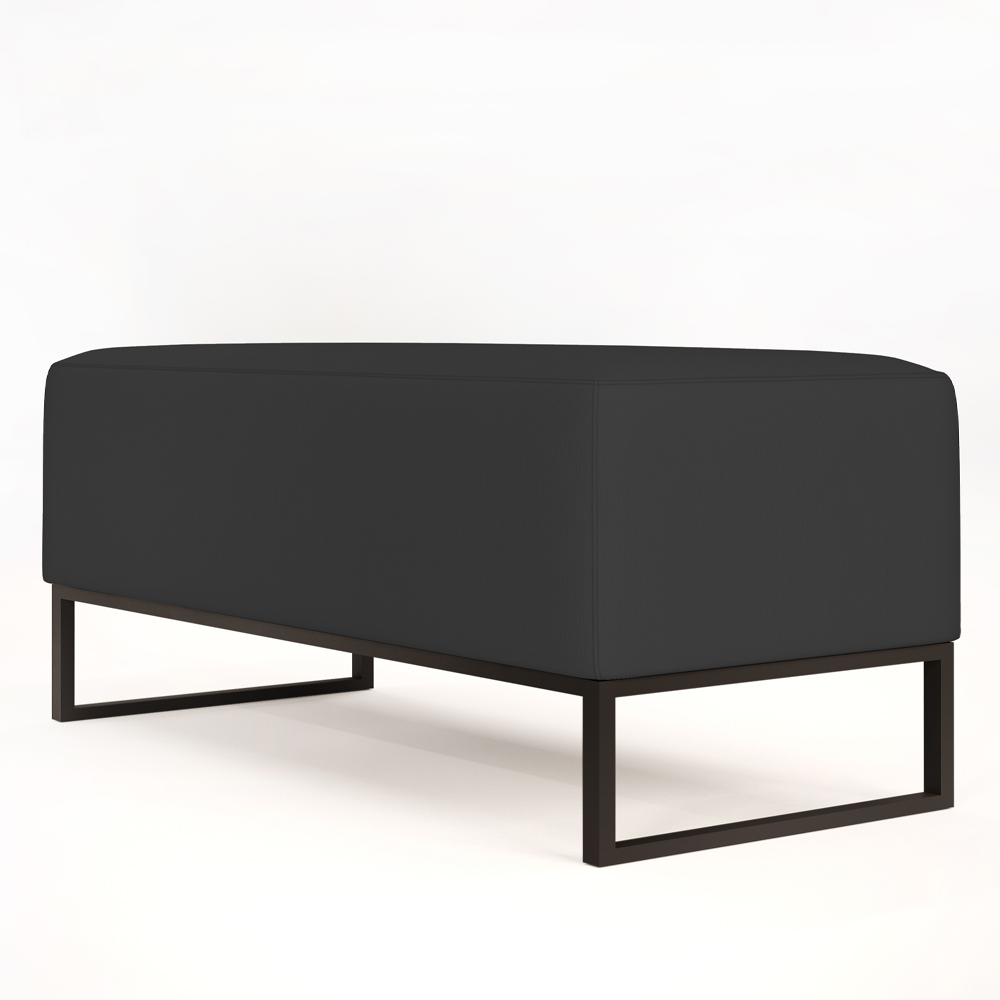 Kit 02 Puffs Decorativo Para Sala de Estar Cléo W01 Base de Ferro 90 cm Suede Preto - Lyam Decor