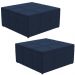Kit 02 Puffs Decorativo Para Sala de Estar Quadrado Milano 90x90 W01 Suede Azul Marinho - Lyam Decor