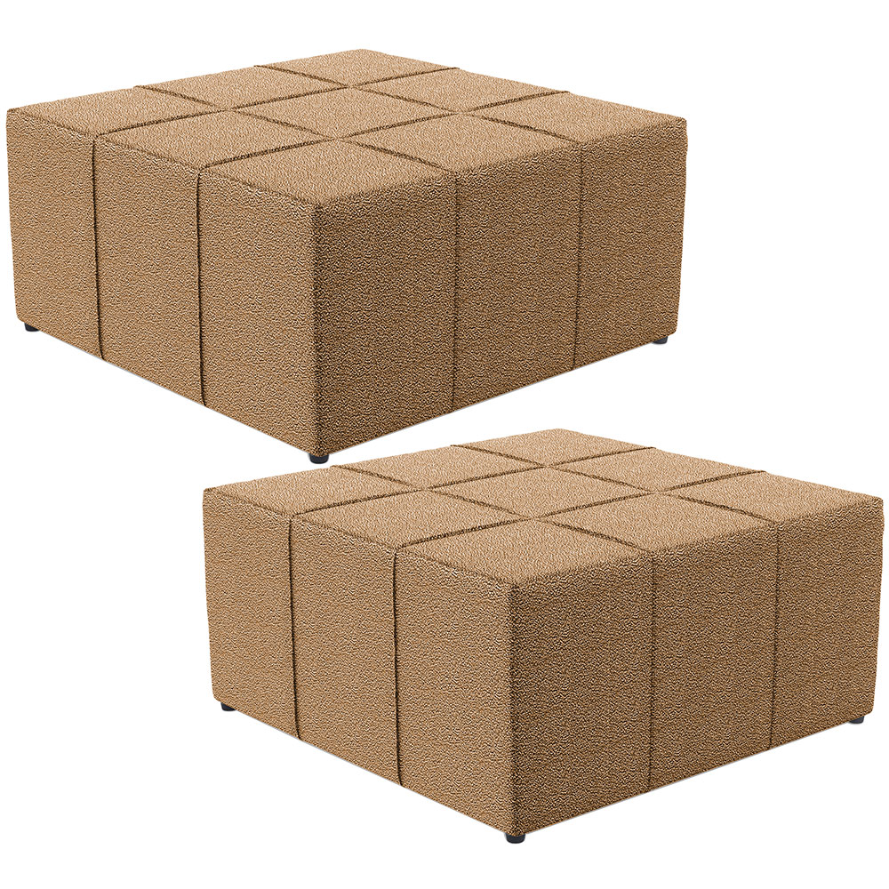 Kit 02 Puffs Decorativo Para Sala de Estar Quadrado Milano 90x90cm W01 Bouclê Mostarda - Lyam Decor