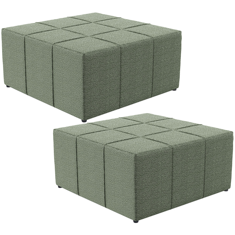 Kit 02 Puffs Decorativo Para Sala de Estar Quadrado Milano 90x90cm W01 Bouclê Oliva - Lyam Decor