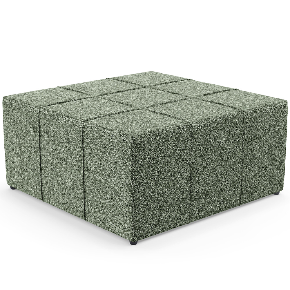 Kit 02 Puffs Decorativo Para Sala de Estar Quadrado Milano 90x90cm W01 Bouclê Oliva - Lyam Decor