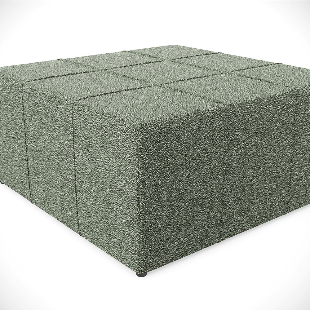 Kit 02 Puffs Decorativo Para Sala de Estar Quadrado Milano 90x90cm W01 Bouclê Oliva - Lyam Decor