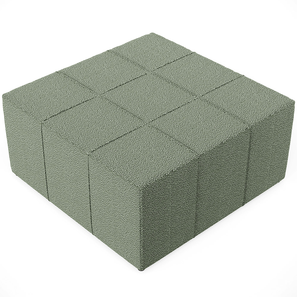 Kit 02 Puffs Decorativo Para Sala de Estar Quadrado Milano 90x90cm W01 Bouclê Oliva - Lyam Decor