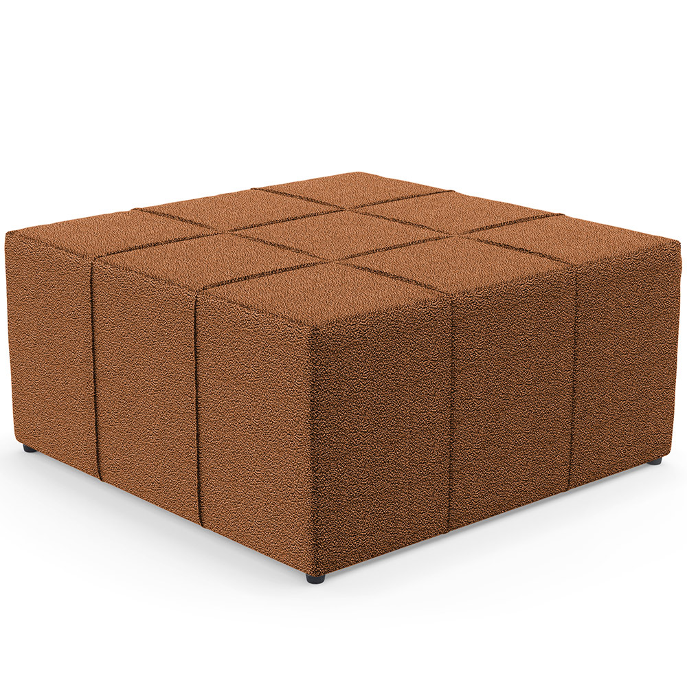 Kit 02 Puffs Decorativo Para Sala de Estar Quadrado Milano 90x90cm W01 Bouclê Terracota - Lyam Decor