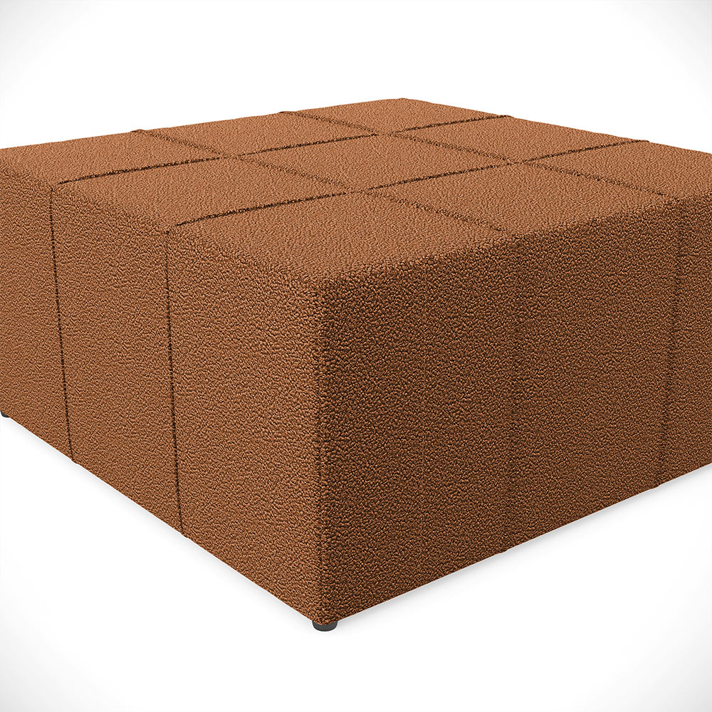 Kit 02 Puffs Decorativo Para Sala de Estar Quadrado Milano 90x90cm W01 Bouclê Terracota - Lyam Decor