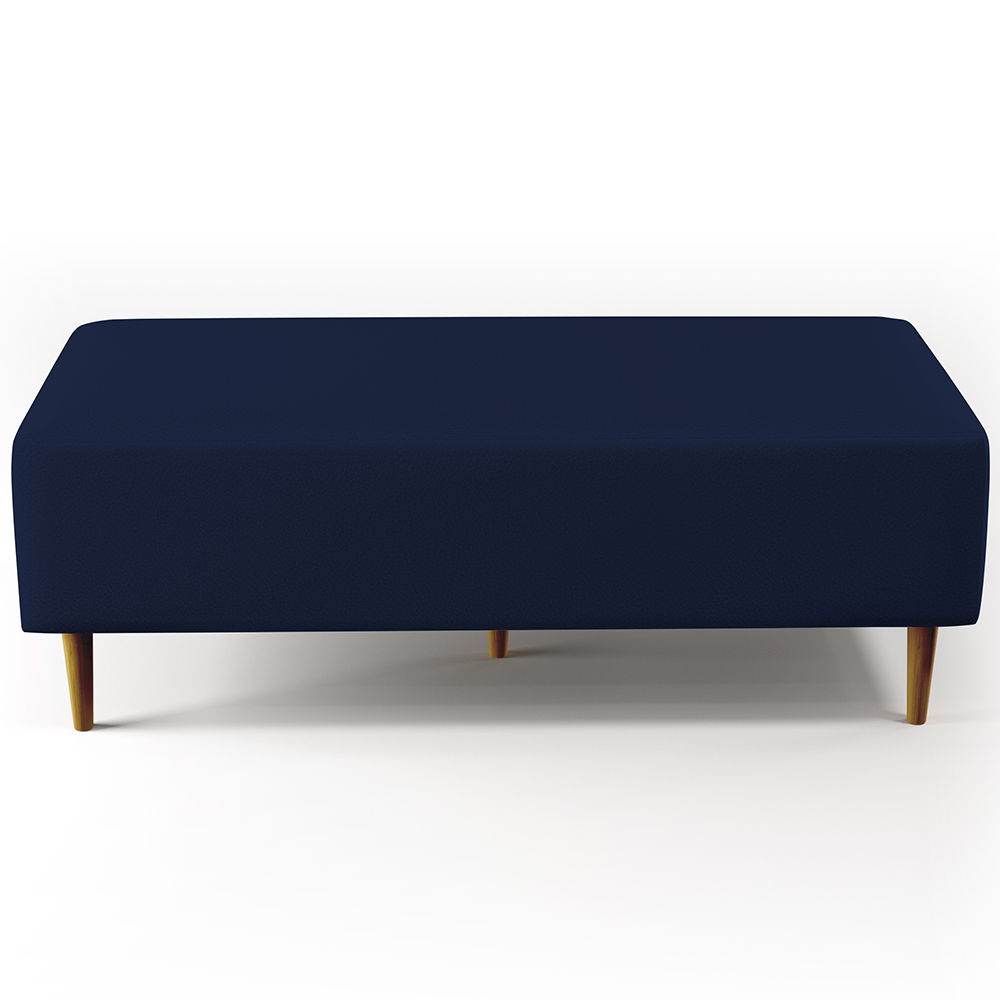 Kit 02 Puffs Decorativo Sala Bali W01 Pés Palito 120x50cm Couro Sintético Azul Marinho - Lyam Decor