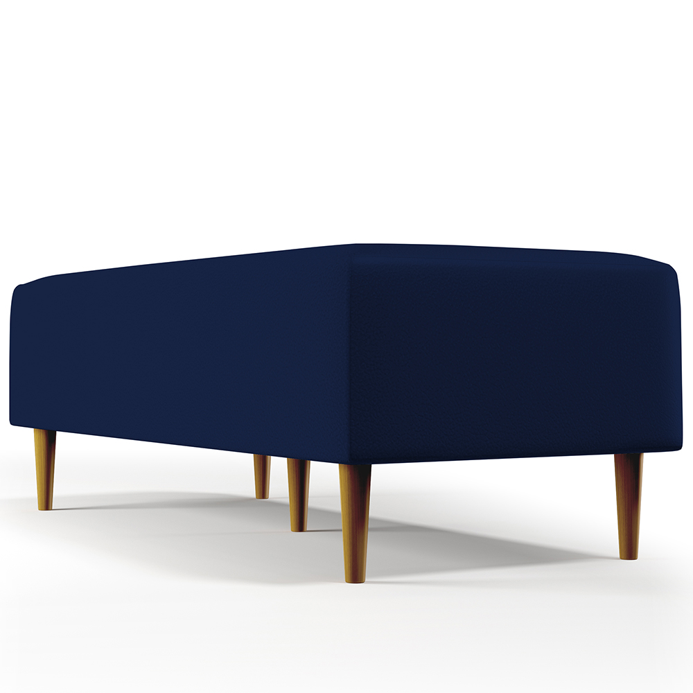 Kit 02 Puffs Decorativo Sala Bali W01 Pés Palito 120x50cm Couro Sintético Azul Marinho - Lyam Decor