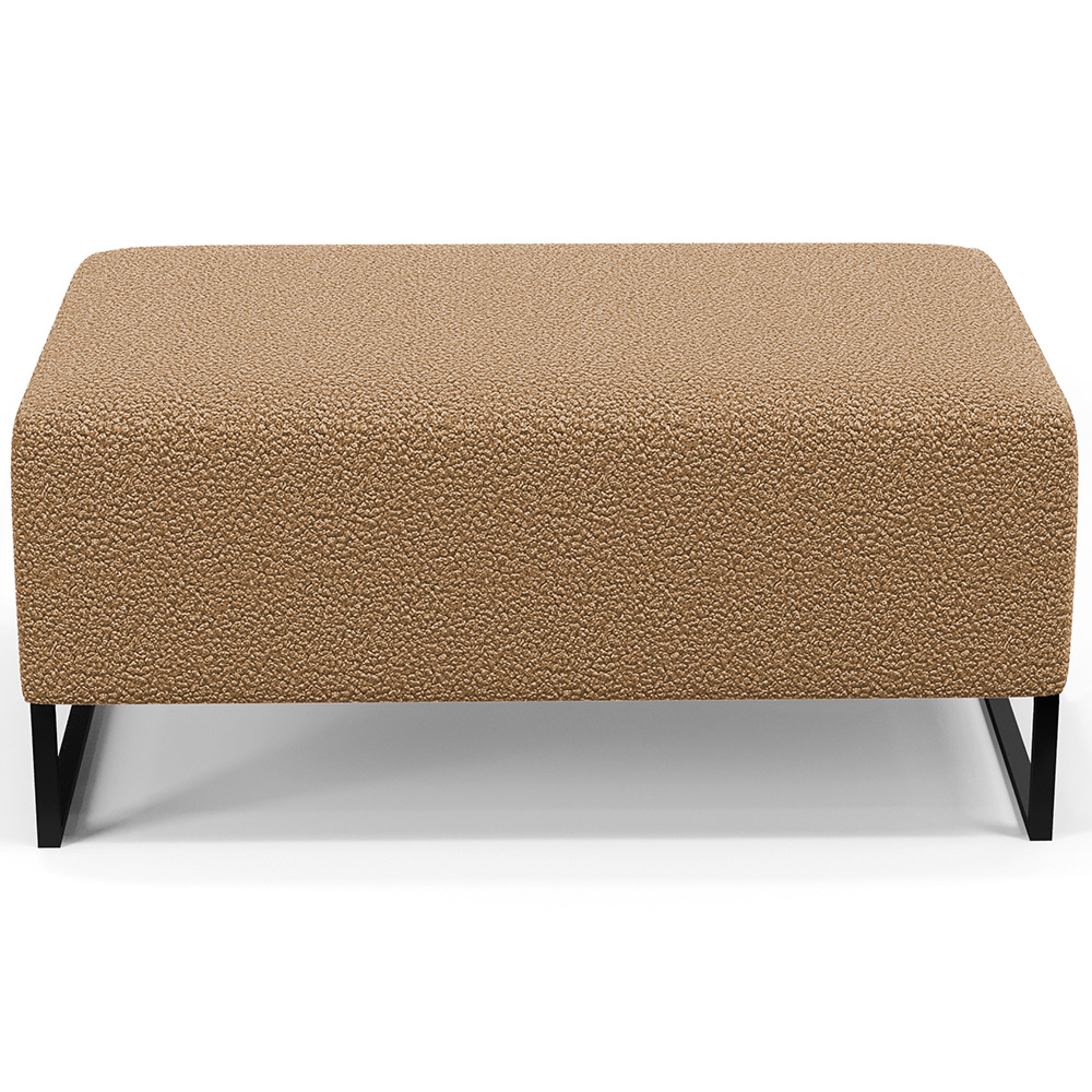Kit 02 Puffs Decorativo Sala De Estar Cléo 90cm Base De Ferro Preto W01 Bouclê Mostarda - Lyam Decor