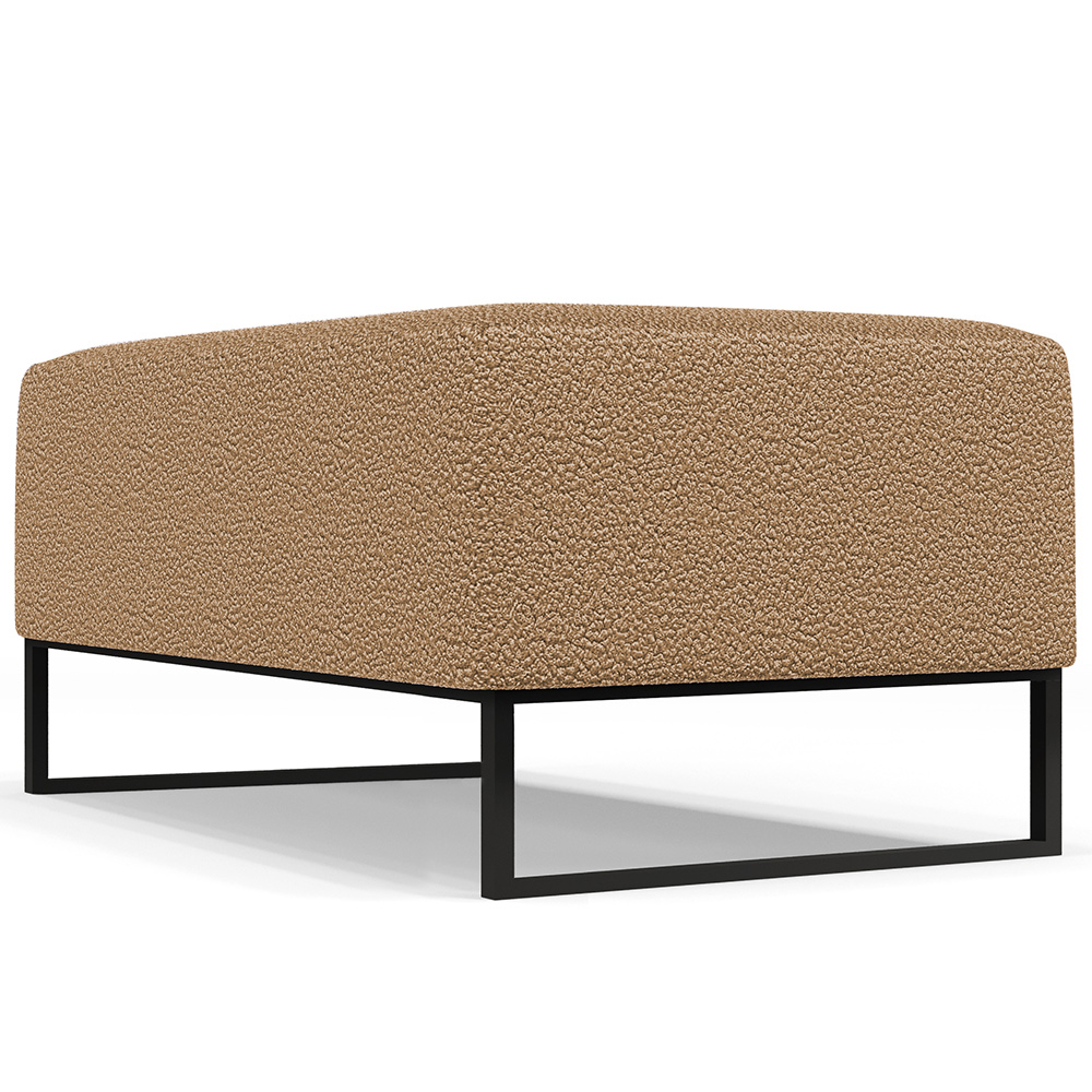 Kit 02 Puffs Decorativo Sala De Estar Cléo 90cm Base De Ferro Preto W01 Bouclê Mostarda - Lyam Decor