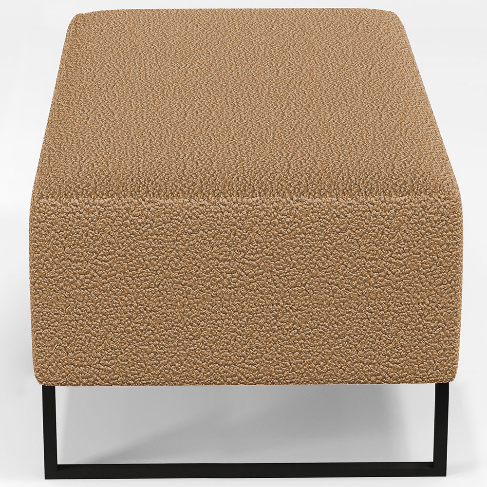 Kit 02 Puffs Decorativo Sala De Estar Cléo 90cm Base De Ferro Preto W01 Bouclê Mostarda - Lyam Decor
