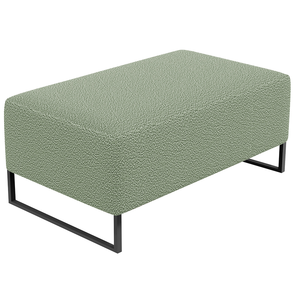 Kit 02 Puffs Decorativo Sala De Estar Cléo 90cm Base De Ferro Preto W01 Bouclê Oliva - Lyam Decor