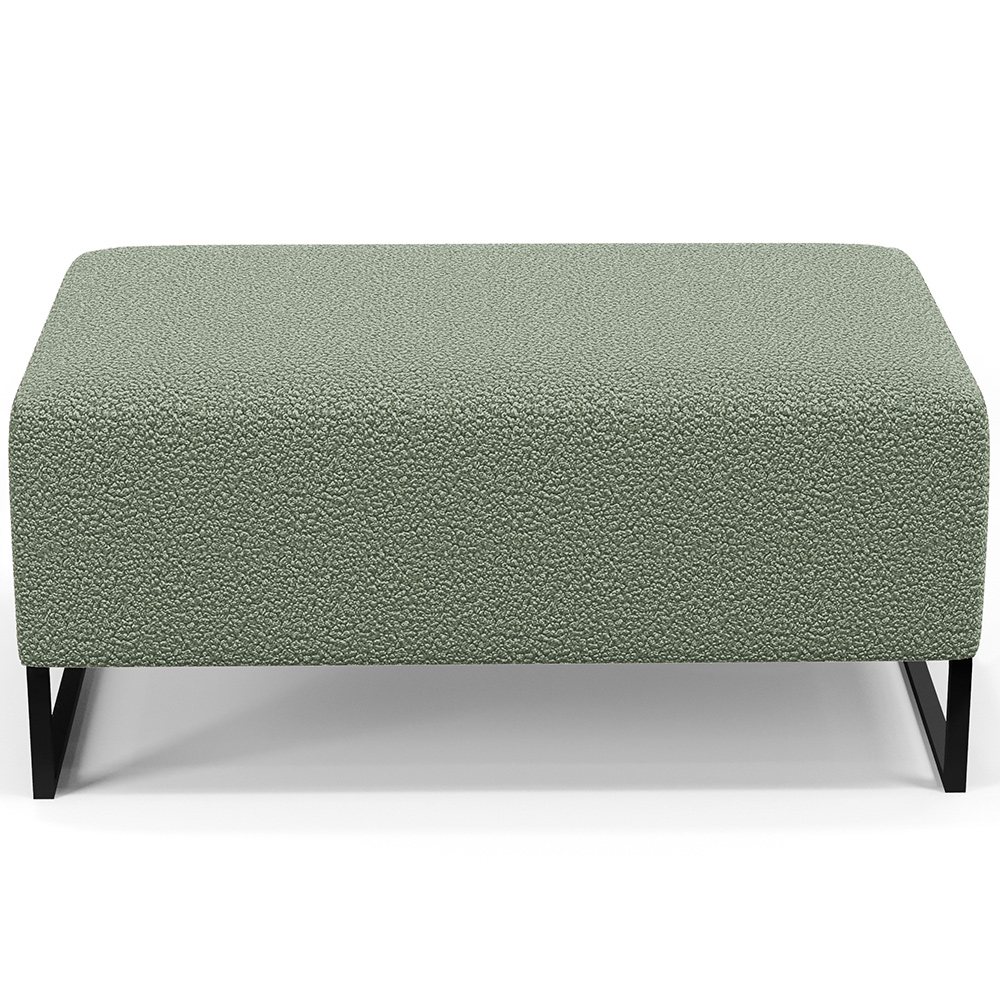Kit 02 Puffs Decorativo Sala De Estar Cléo 90cm Base De Ferro Preto W01 Bouclê Oliva - Lyam Decor