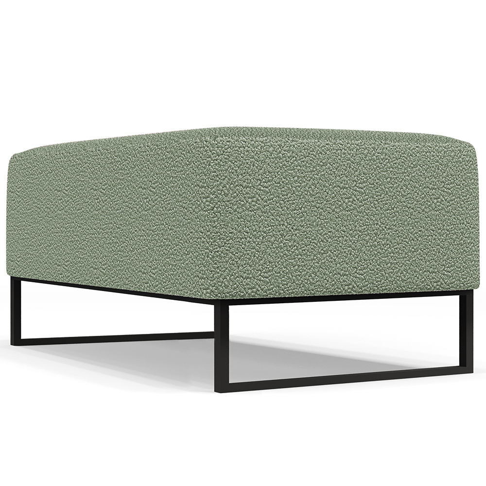 Kit 02 Puffs Decorativo Sala De Estar Cléo 90cm Base De Ferro Preto W01 Bouclê Oliva - Lyam Decor
