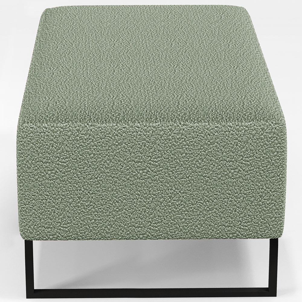 Kit 02 Puffs Decorativo Sala De Estar Cléo 90cm Base De Ferro Preto W01 Bouclê Oliva - Lyam Decor