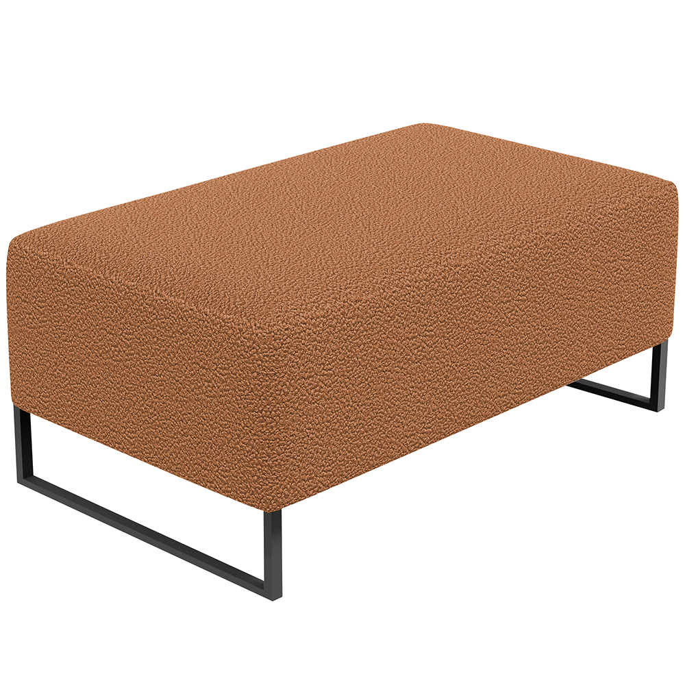 Kit 02 Puffs Decorativo Sala De Estar Cléo 90cm Base De Ferro Preto W01 Bouclê Terracota - Lyam Decor