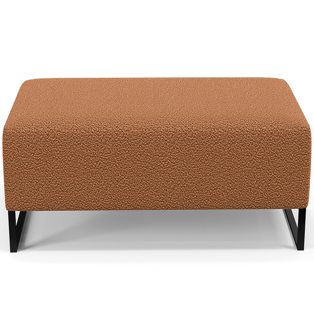 Kit 02 Puffs Decorativo Sala De Estar Cléo 90cm Base De Ferro Preto W01 Bouclê Terracota - Lyam Decor