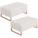 Kit 02 Puffs Decorativo Sala De Estar Cléo 90cm W01 Base Ferro Cobre Bouclê Cru - Lyam Decor