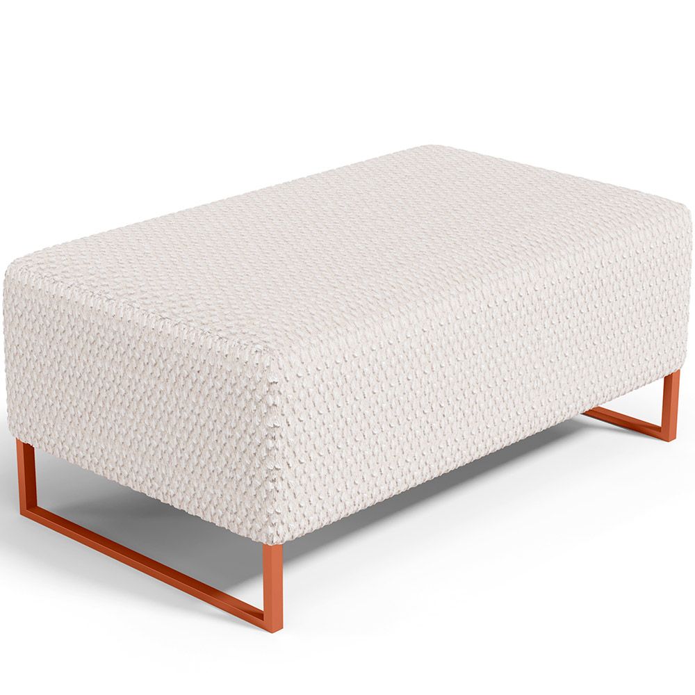 Kit 02 Puffs Decorativo Sala De Estar Cléo 90cm W01 Base Ferro Cobre Bouclê Cru - Lyam Decor