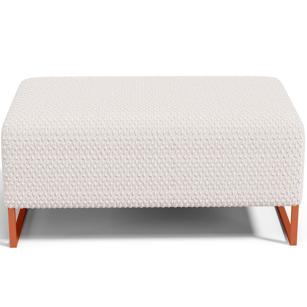 Kit 02 Puffs Decorativo Sala De Estar Cléo 90cm W01 Base Ferro Cobre Bouclê Cru - Lyam Decor