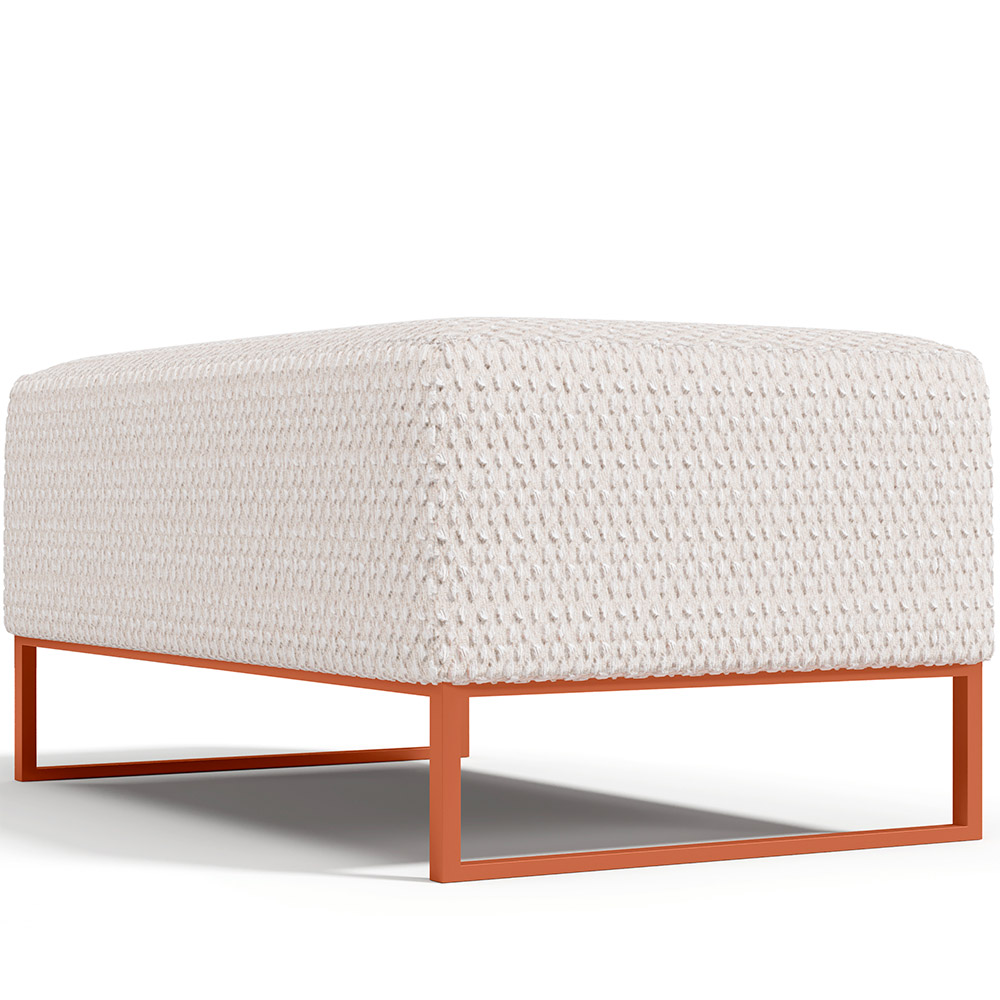 Kit 02 Puffs Decorativo Sala De Estar Cléo 90cm W01 Base Ferro Cobre Bouclê Cru - Lyam Decor
