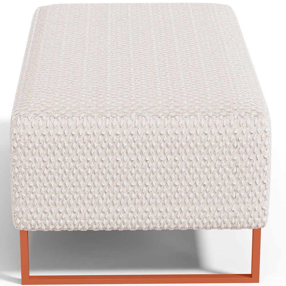 Kit 02 Puffs Decorativo Sala De Estar Cléo 90cm W01 Base Ferro Cobre Bouclê Cru - Lyam Decor