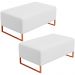 Kit 02 Puffs Decorativo Sala De Estar Cléo 90cm W01 Base Ferro Cobre Corano Branco - Lyam Decor