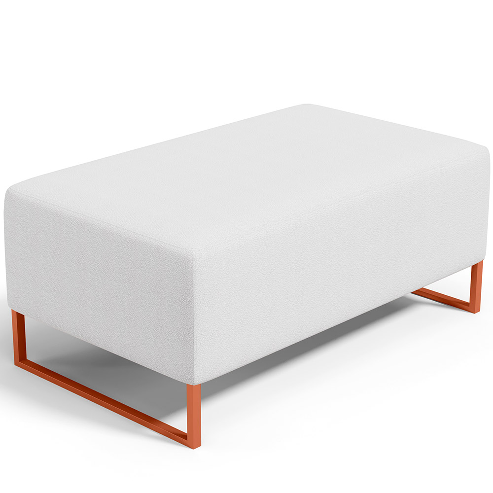 Kit 02 Puffs Decorativo Sala De Estar Cléo 90cm W01 Base Ferro Cobre Corano Branco - Lyam Decor