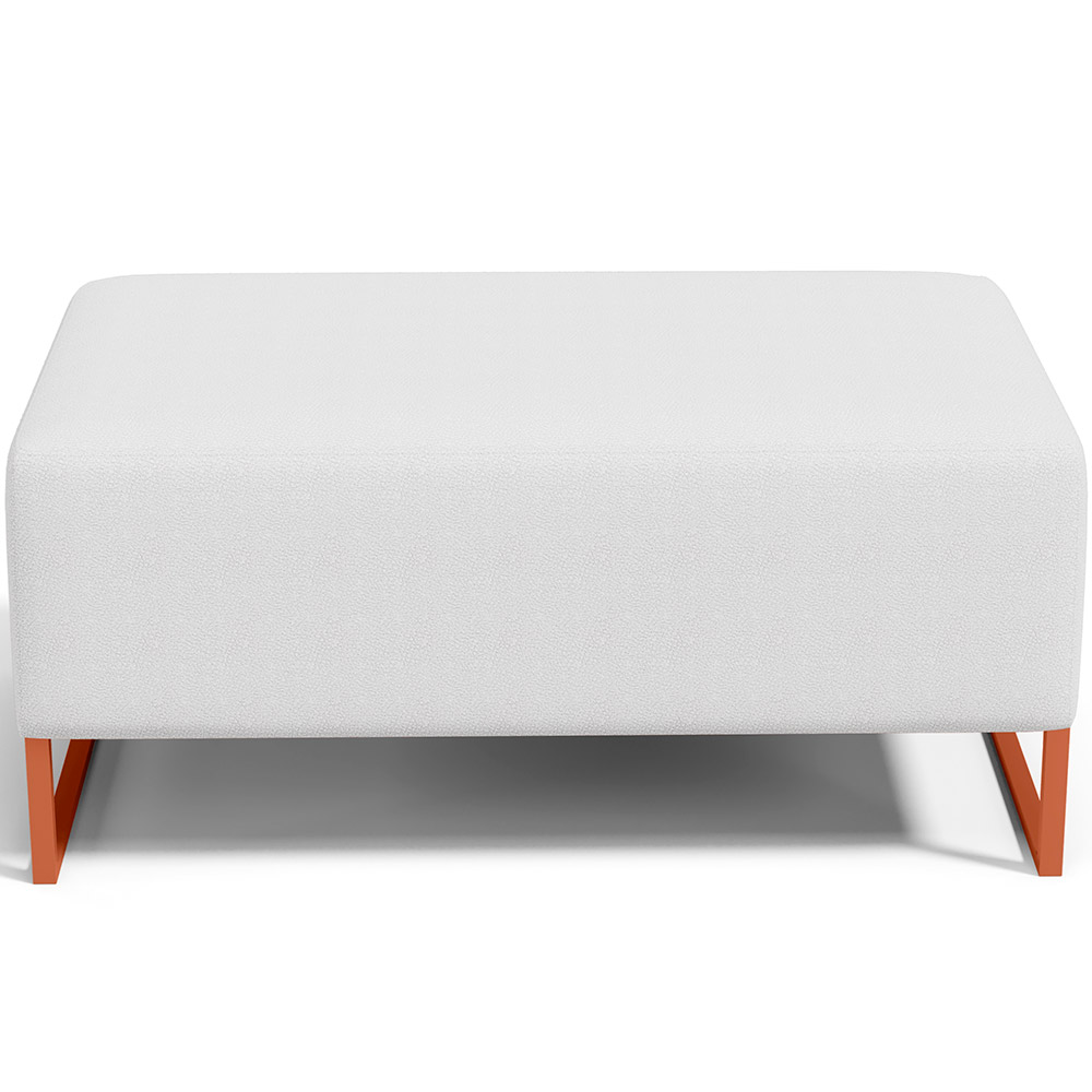 Kit 02 Puffs Decorativo Sala De Estar Cléo 90cm W01 Base Ferro Cobre Corano Branco - Lyam Decor