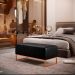 Kit 02 Puffs Decorativo Sala De Estar Cléo 90cm W01 Base Ferro Cobre Couríssimo Preto - Lyam Decor