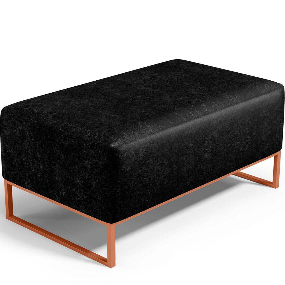 Kit 02 Puffs Decorativo Sala De Estar Cléo 90cm W01 Base Ferro Cobre Couríssimo Preto - Lyam Decor