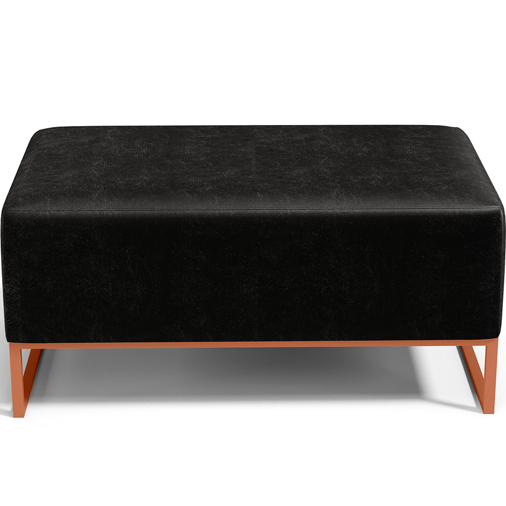 Kit 02 Puffs Decorativo Sala De Estar Cléo 90cm W01 Base Ferro Cobre Couríssimo Preto - Lyam Decor