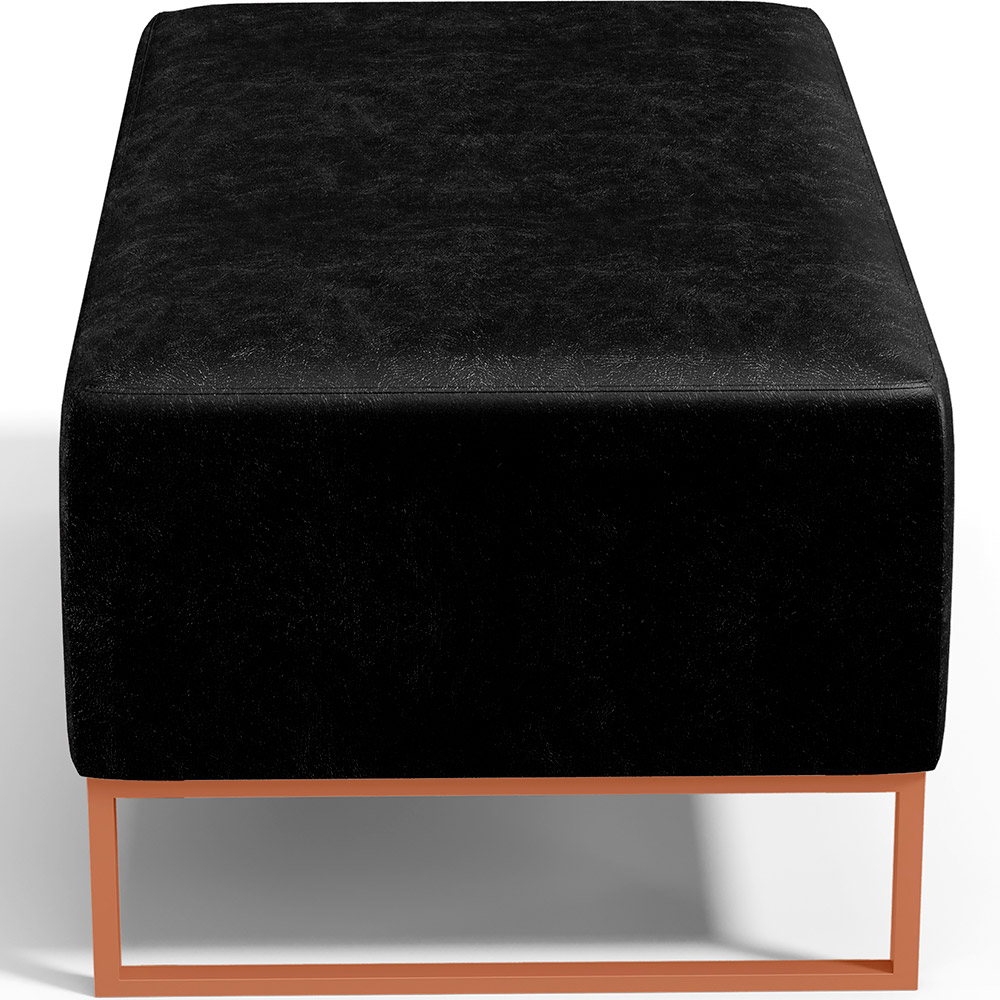 Kit 02 Puffs Decorativo Sala De Estar Cléo 90cm W01 Base Ferro Cobre Couríssimo Preto - Lyam Decor