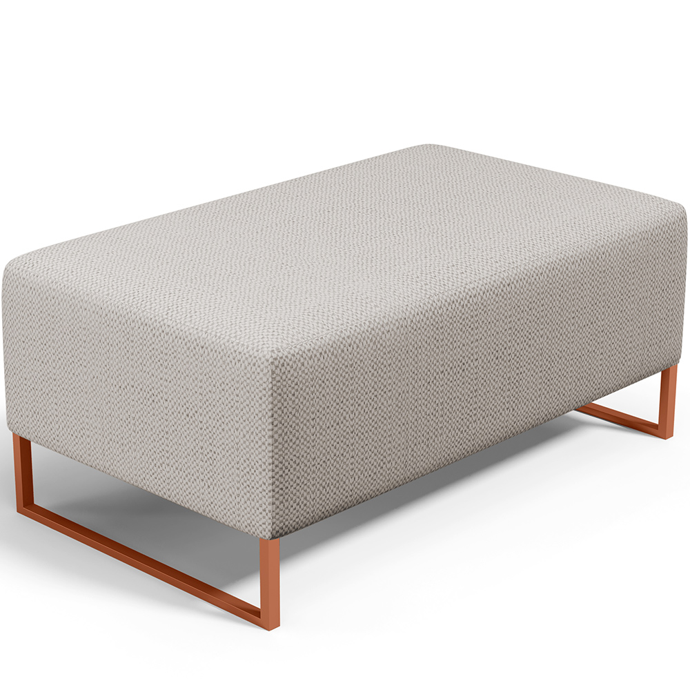 Kit 02 Puffs Decorativo Sala De Estar Cléo 90cm W01 Base Ferro Cobre Linho Bege - Lyam Decor