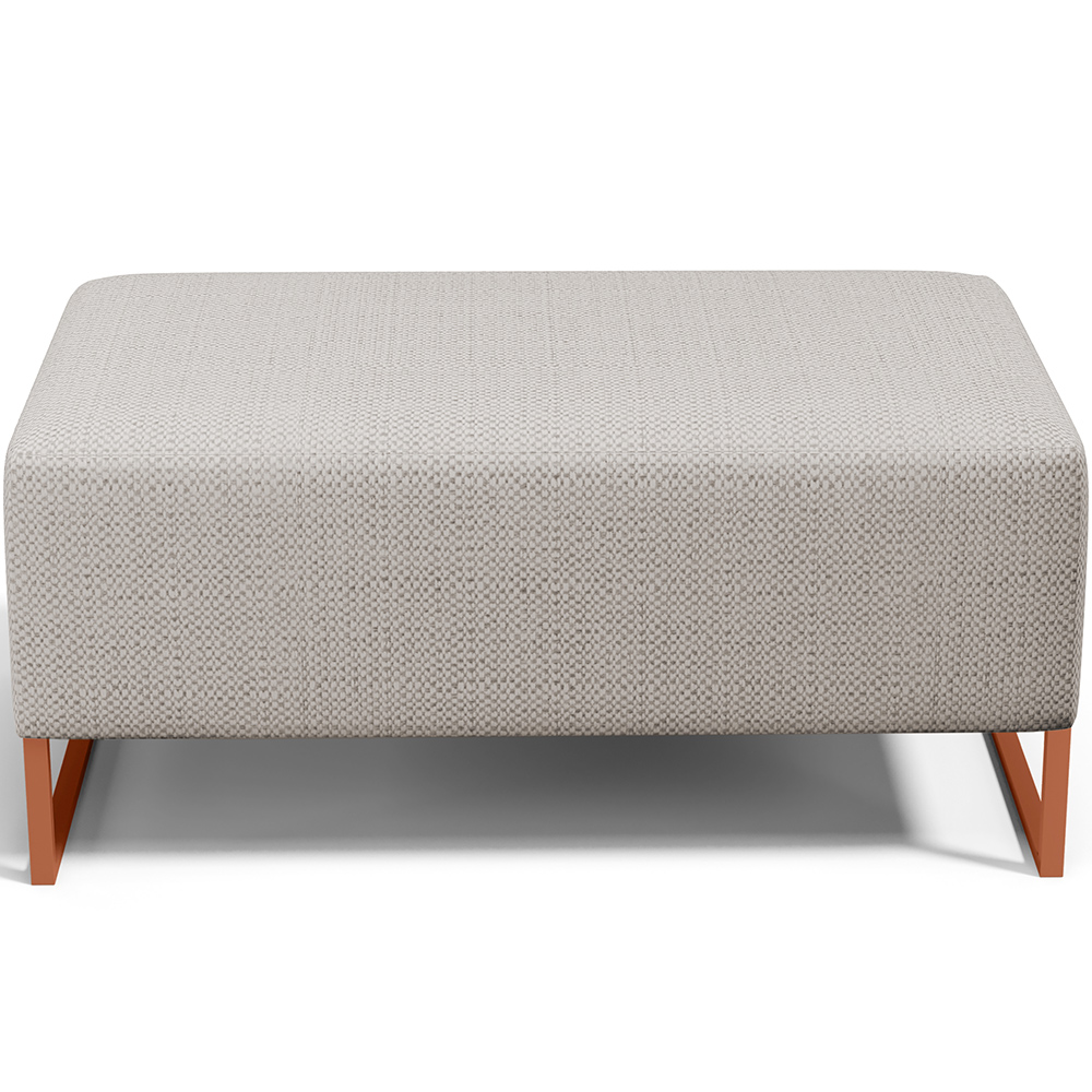 Kit 02 Puffs Decorativo Sala De Estar Cléo 90cm W01 Base Ferro Cobre Linho Bege - Lyam Decor