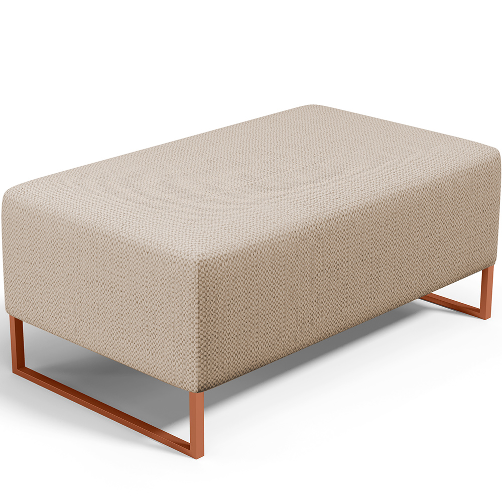 Kit 02 Puffs Decorativo Sala De Estar Cléo 90cm W01 Base Ferro Cobre Linho Bege Escuro - Lyam Decor